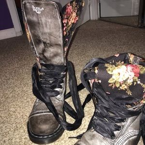 Gray and floral doc martens